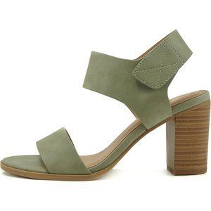 Women Open Round Toe Chunky Heel Ankle Strap High Heel Dress Green Sandals